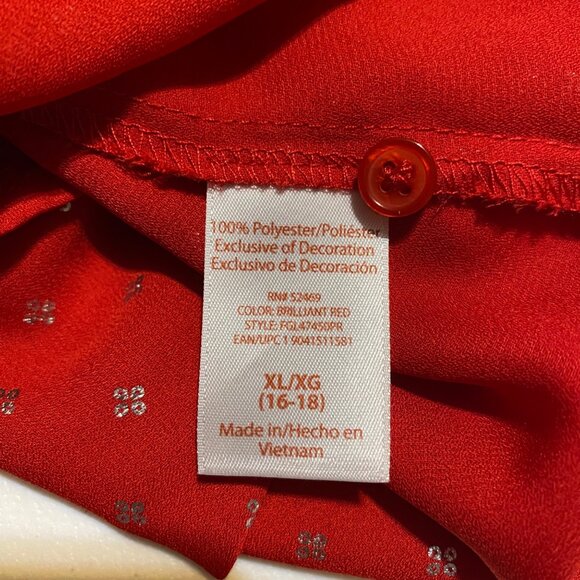 Faded Glory Blouse Womens XL 16-18 Red Peasant Silver Accents Tassels Boho - Picture 5 of 9